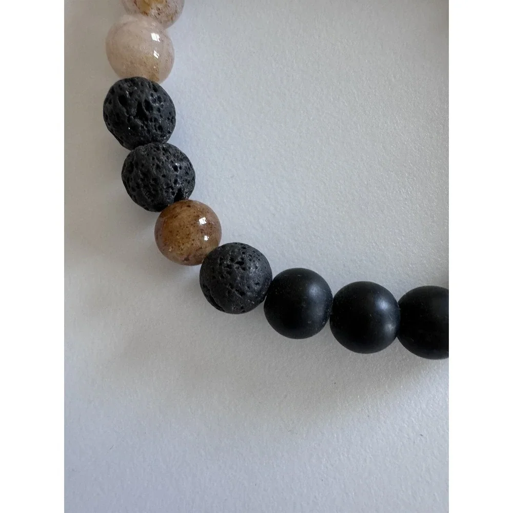 Natural Mixed Moonstone Gemstone Crystal Stretch Bracelet With Beads